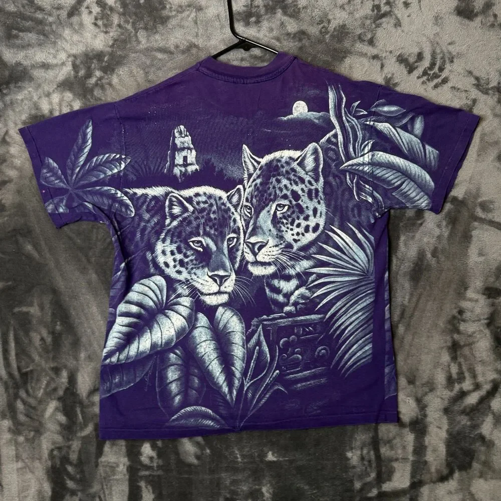 Vintage Harlequin Nature All Over Print T-Shirt Size Large Cheetah - Picture 6 of 7